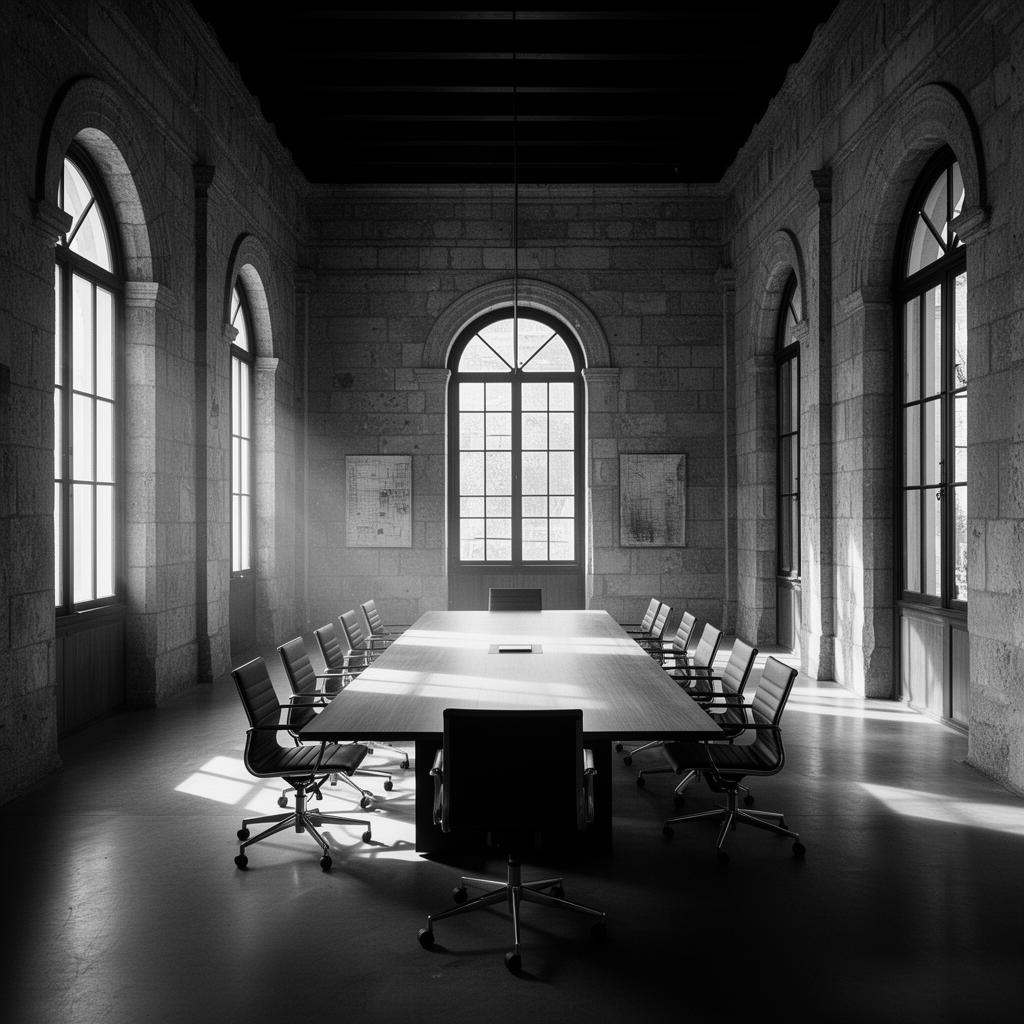 Boardroom with arched windows